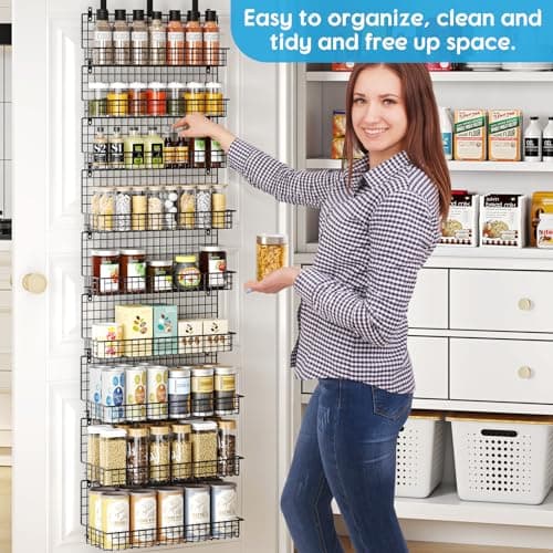Stylish 9-Tier Spice Rack Organizer with Door Hook – Wall Mount for Extra Large Pantry Storage