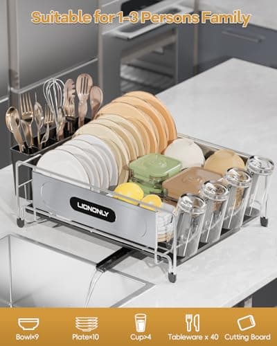 304 Stainless Steel Kitchen Dish Drying Rack with Smart Drainage and Holder Set