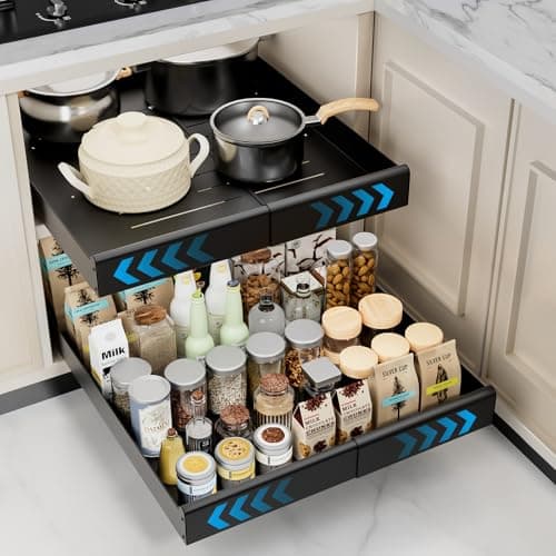 12.4" to 19.3" Adjustable Slide-Out Drawer Organizer for Kitchen Cabinets