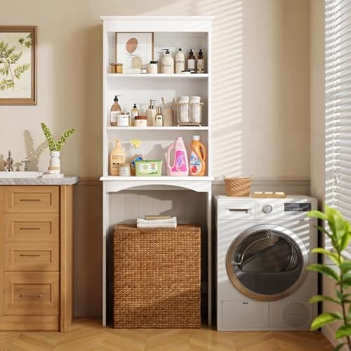 Gizoon White Anti-Tip Over The Toilet Storage Cabinet