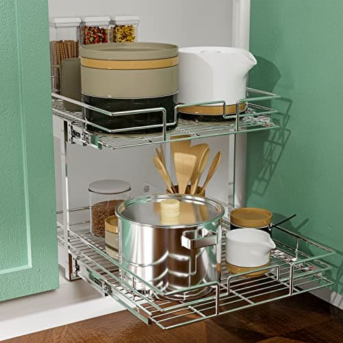 LOVMOR 2 Tier Slide Out Kitchen Cabinet Organizer