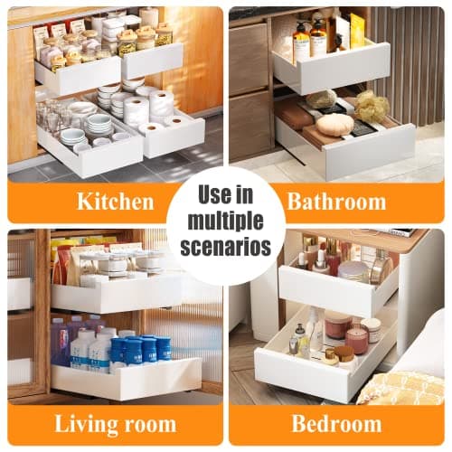 Adhesive Nano Film Cabinet Organizer for Kitchen Pantry - Heavy Duty Sliding Drawer Shelf (1PC)