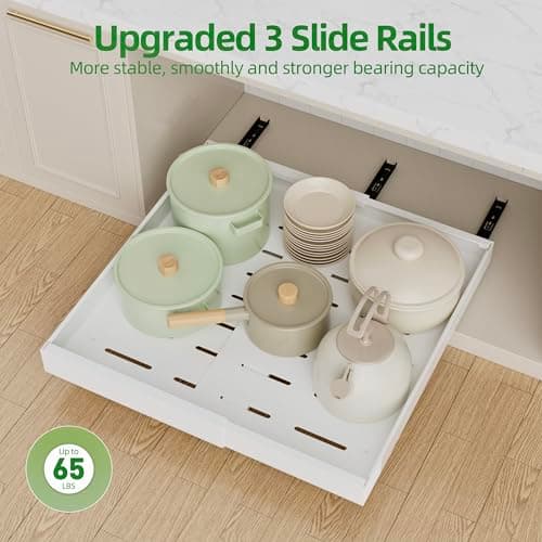 4 Pack 21'' Deep Cabinet Pull Out Drawers with Adhesive Nano Film Organizer