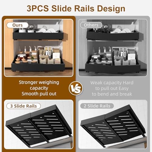 16.5" Deep Heavy Duty Pull Out Drawers for Kitchen Cabinets & More