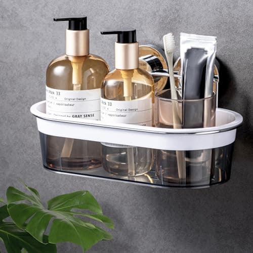 Leverloc No-Drilling Rustproof Black Bathroom Shower Caddy & Hooks, 2 Pack