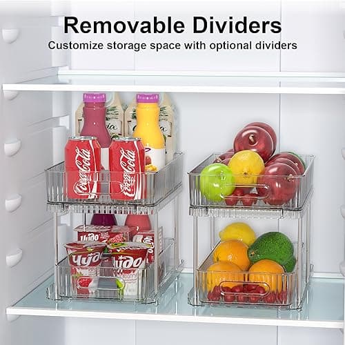 Fowooyeen 2 Pack Clear Under Sink Organizers, 2 Tier Pull Out Cabinets for Kitchen and Bathroom Storage