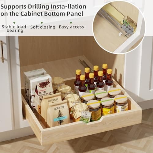 Soft Close Slide Out Drawers for Kitchen Cabinets, 13.5" W x 21" D