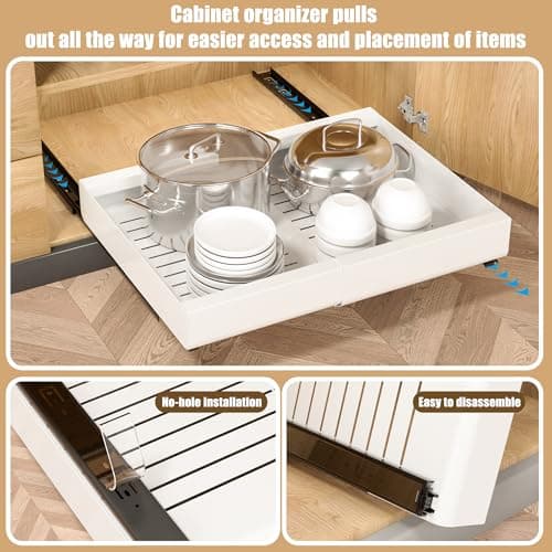 Heavy Duty Expandable Cabinet Organizer, Slide Out Drawers for Kitchen, Pantry, Garage, and Bathroom Storage