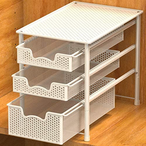 Simple Houseware 3-Tier White Alloy Steel Sliding Drawer Organizer Cabinet