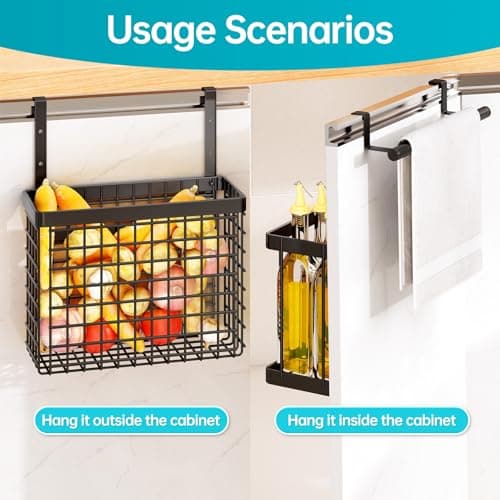 Hanging Cabinet Door Organizer, 2 Pack Kitchen Storage for Pantry and Bathroom