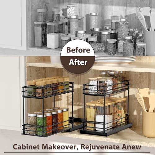 Spice Drawer Organizer Shelf for Small Spaces - 2 Pack