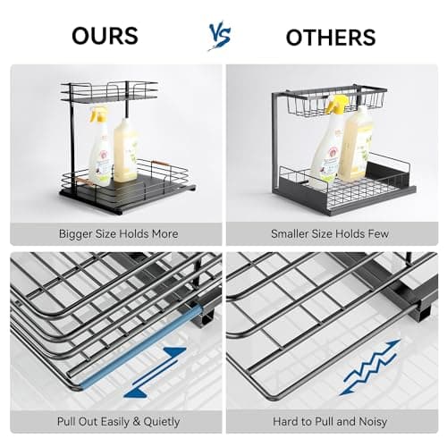 LAMU 2-Tier Under Sink Organizers for Kitchen and Bathroom Storage