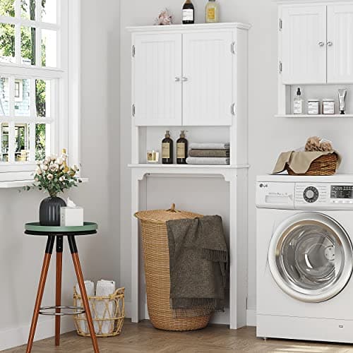 White UTEX Over the Toilet Storage Cabinet with Adjustable Shelves