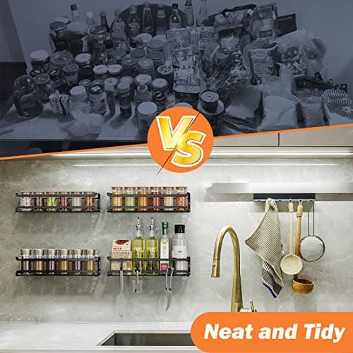 Wall-Mounted Spice Rack Organizer - 4 Pack for Kitchen Cabinets and Pantry Doors