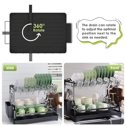 2-Tier Dish Drying Rack with Large Capacity for Kitchen Counter