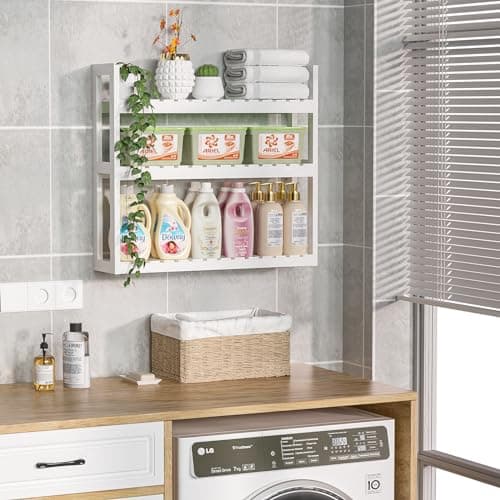 Domax 3-Tier Bamboo Wall Mount Toilet Organizer, White