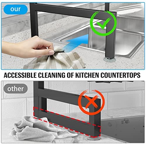 SNSLXH 2-Tier 4-Basket Over Sink Dish Drying Rack, Extensible & Adjustable, Large Kitchen Space Saver