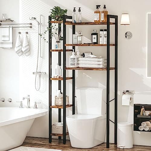 IRONCK Vintage Brown Over the Toilet Storage Organizer with 8-Tier Shelf