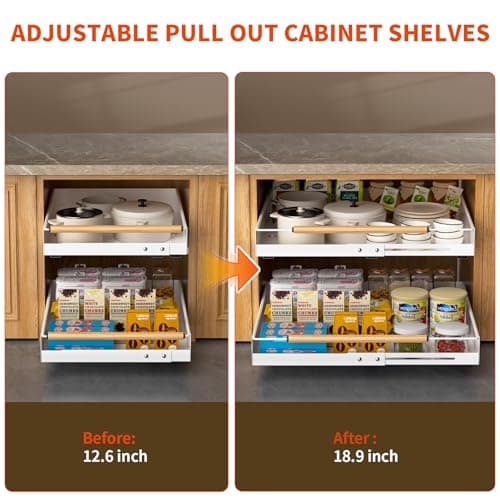 12.6"-18.9" Slide Out Drawer Organizer for Kitchen Cabinets