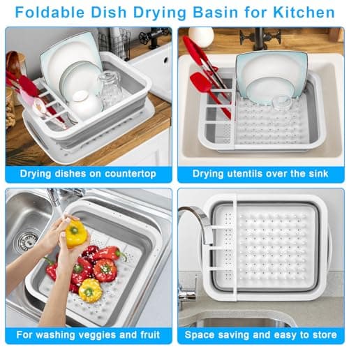 Portable Collapsible Dish Drying Rack with Drainboard for Kitchen Sink RV Accessories