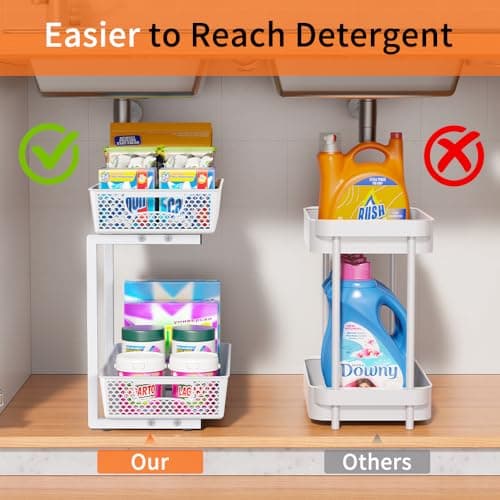 Sotfamily 2-Pack White Under Sink & Kitchen Cabinet Organizer