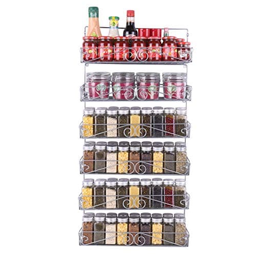 SWOMMOLY Large Capacity Wall Mount Spice Rack, 6 Pack Black