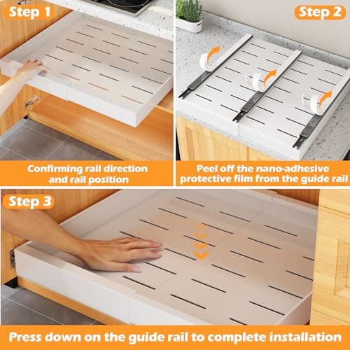 COVAODQ Extendable Sliding Cabinet Organizer, 12.4" to 20.4", Kitchen & Pantry Storage