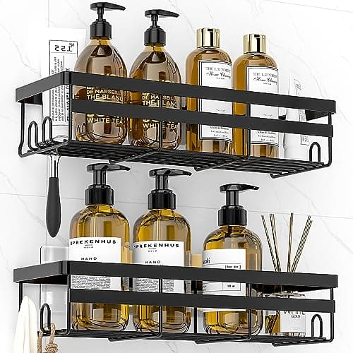 WOWBOX Stainless Black Adhesive Shower Caddy, 2 Pack