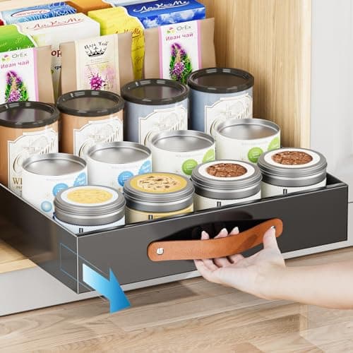 OVICAR Adhesive Slide Out Drawer - 12.2" W x 16.3"D Kitchen Bathroom Storage