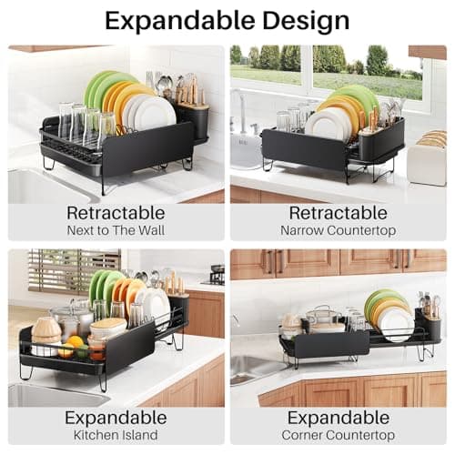 Stainless Steel Large Kitchen Dish Drying Rack with Cutlery Holder