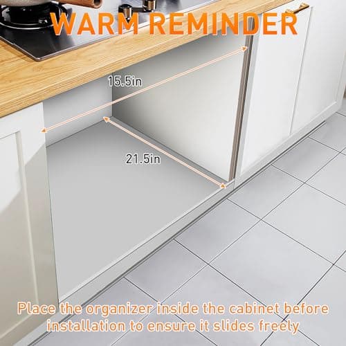 16" W x 22" D Chrome Slide Out Cabinet Organizer, Heavy Duty Pantry Shelves