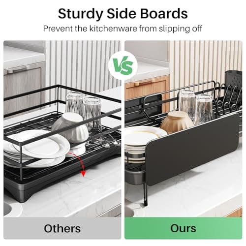 Stainless Steel Large Kitchen Dish Drying Rack with Cutlery Holder