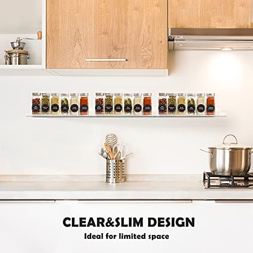Urban Deco 3 Pack 15" Clear Acrylic Spice Rack, Wall Mount Organizer