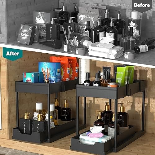 Under Sink 2-Tier Organizer - Pull Out Kitchen & Bathroom Storage