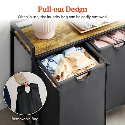 Lifewit 4-Section Laundry Hamper with Bags & Handles, 168L, Black