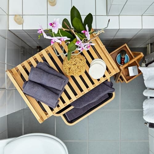 Bamboo 3-Tier Pull-Out Hamper Organizer with Towel Cabinet Handle