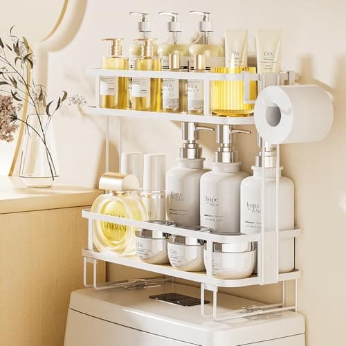 Over-The-Toilet Storage Shelf for Bathroom Organization, Large Capacity, Easy Installation, Rust-Resistant - White