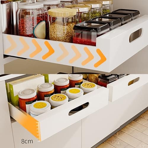 Telescopic Cabinet Organizer with Sliding Drawer Inserts (white, 30-1)