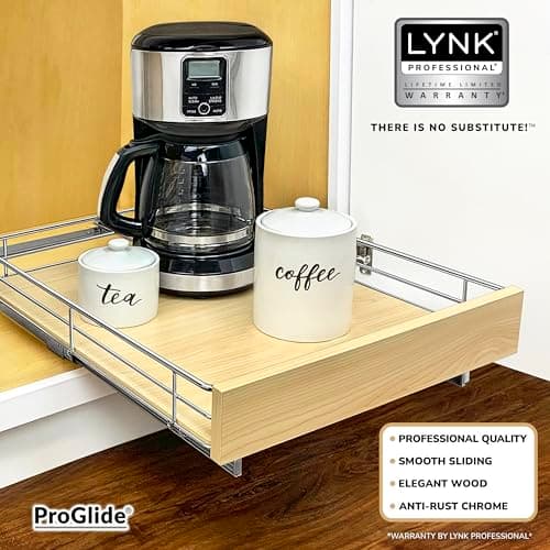 LYNK PROFESSIONAL Select Pull Out Cabinet Organizer - Lifetime Warranty, Wood Chrome