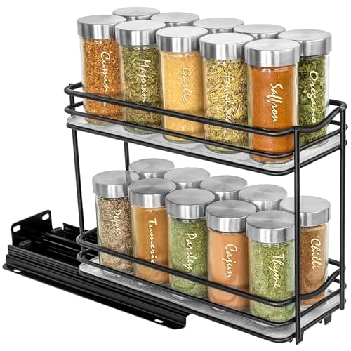 LYNK PROFESSIONAL Slide Out Spice Rack - Black, 4-1/4" Wide, 2 Tier