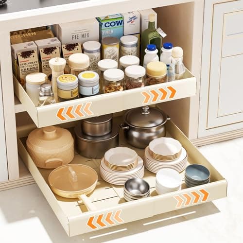 12.4" to 19.3" Adjustable Slide-Out Drawer Organizer for Kitchen Cabinets