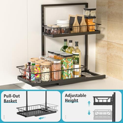 WOWBOX 2-Pack Under-Sink Organizer 2-Tier Slide-Out Cabinet Storage