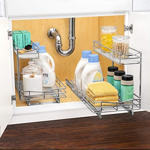 LYNK PROFESSIONAL Under Sink Cabinet Organizer - Chrome, 11.5in x 18in Deep Shelf
