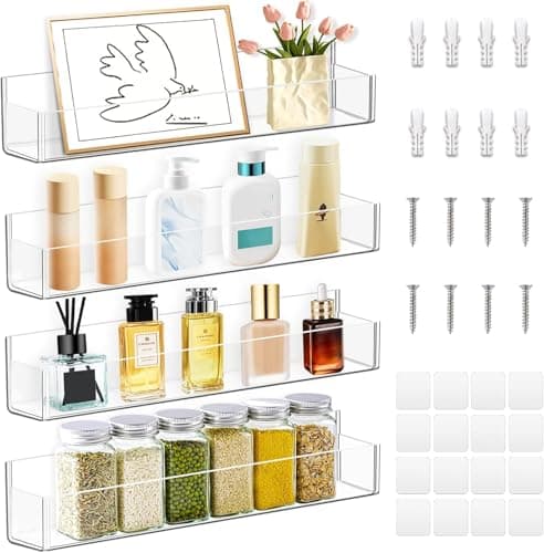 Acrylic Spice Rack Wall Mount for Kitchen and Bedroom