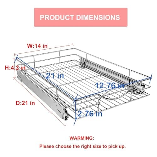 Heavy Duty Chrome Cabinet Drawer Organizer, 14" W x 21" D
