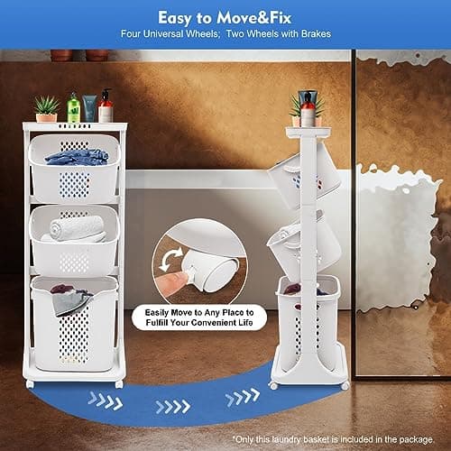 3-Tier Rolling Laundry Sorter with Wheels
