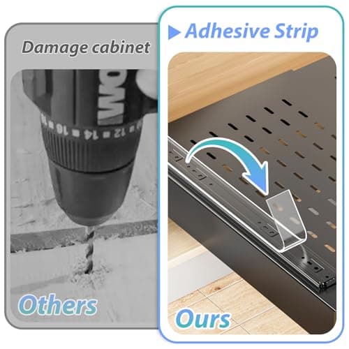 OVICAR Adhesive Slide Out Drawer - 12.2" W x 16.3"D Kitchen Bathroom Storage