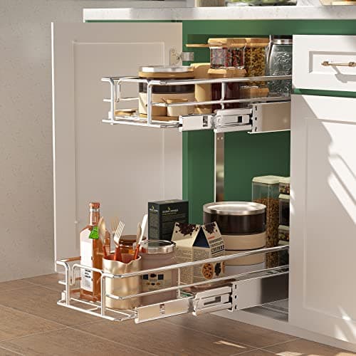 LOVMOR 2 Tier Slide Out Kitchen Cabinet Organizer