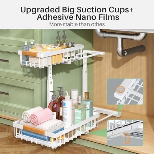 Under Sink Slide-Out Cabinet Organizer Shelf, White