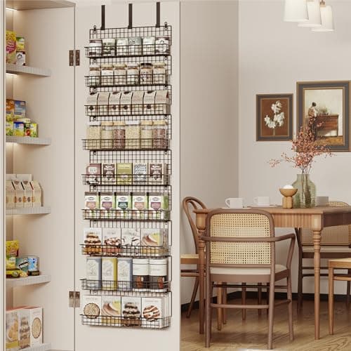 Stylish 9-Tier Spice Rack Organizer with Door Hook – Wall Mount for Extra Large Pantry Storage